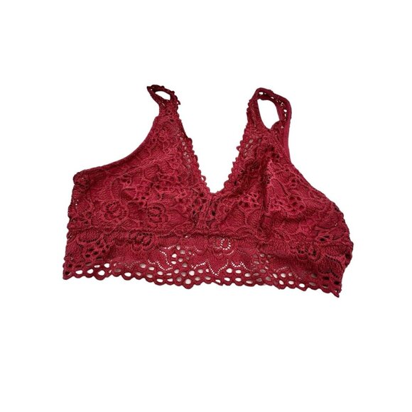Aerie Coral Wide Strap Non Padded Wireless Pullover Lace Bralette Size Medium‎ - Picture 1 of 5
